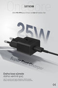 Samsung Bütün Serileri Uyumlu - 25W USB-C Süper Hızlı Şarj Aleti