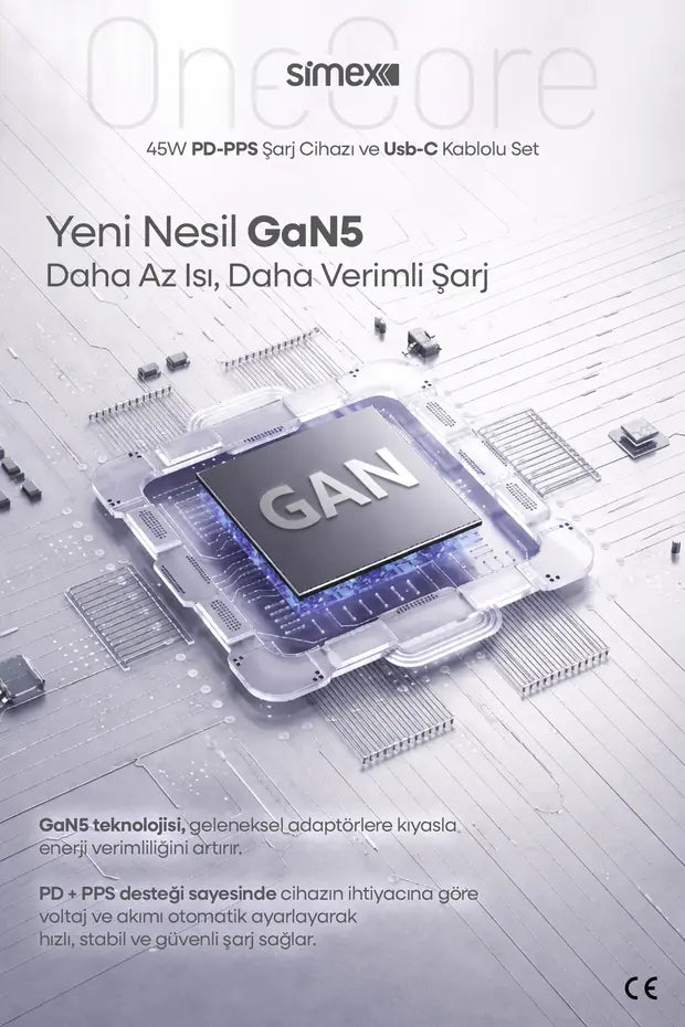 Samsung S22-S23-S24-S25-S26 Uyumlu 45W USB-C Şarj Seti Aleti Cihazı Adaptörü 5A Kablo