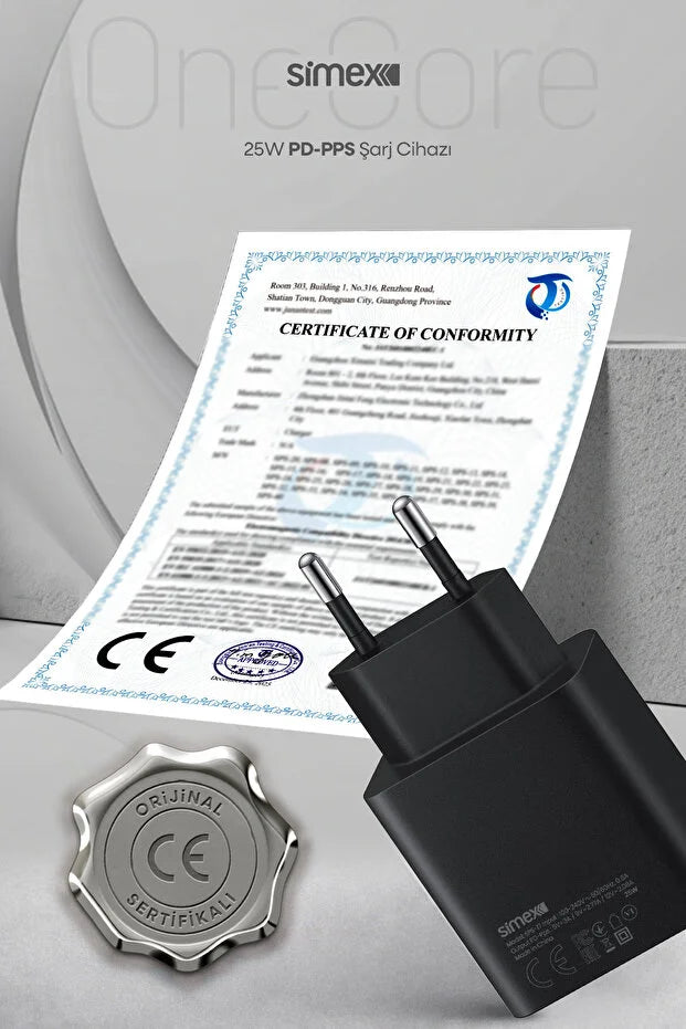 Samsung Bütün Serileri Uyumlu - 25W USB-C Süper Hızlı Şarj Aleti Cihazı Adaptörü