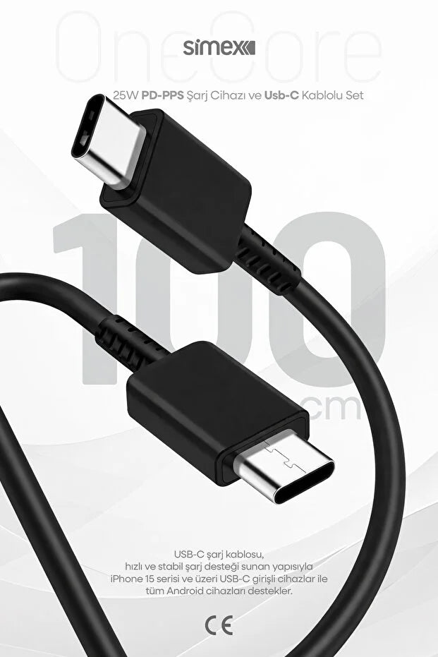 Samsung Bütün Serileri Uyumlu - 25W USB-C Süper Hızlı Şarj Aleti