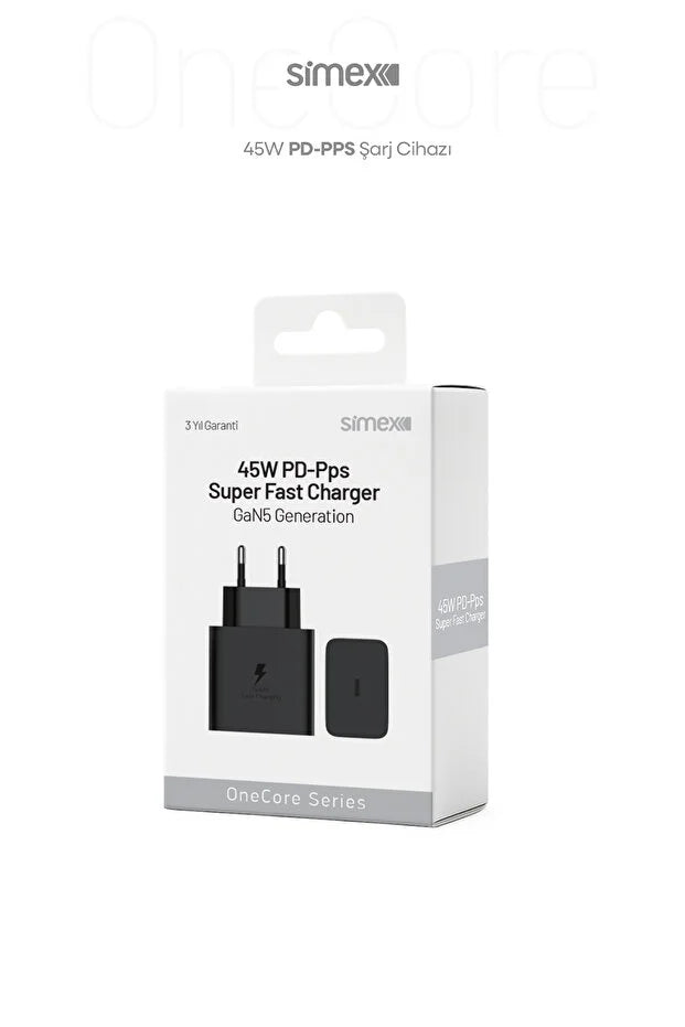 Samsung S22-S23-S24-S25-S26 Ultra Serileri Uyumlu - 45W USB-C Süper Hızlı Şarj Adaptörü